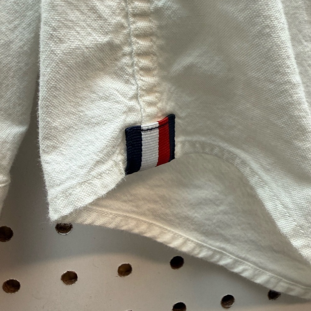 VTG Tommy Hilfger white size large slim 100% cotton shirt USA Easter Spring - Picture 5 of 7
